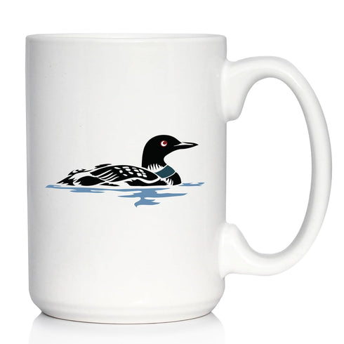 Loon Coffee Mug, Fun Bird Gifts and Lake Decor for Wildlife Lovers, Large 15oz White Ceramic Mug