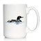 Loon Coffee Mug, Fun Bird Gifts and Lake Decor for Wildlife Lovers, Large 15oz White Ceramic Mug