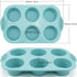 Silicone Muffin Pan - 6-Cavity Nonstick Baking Tray for Muffins, Cupcakes, Brownies and More - Food Grade and BPA Free - Pack of 3 Colors (Gray, Orange, Peacock Blue) by Baocuan