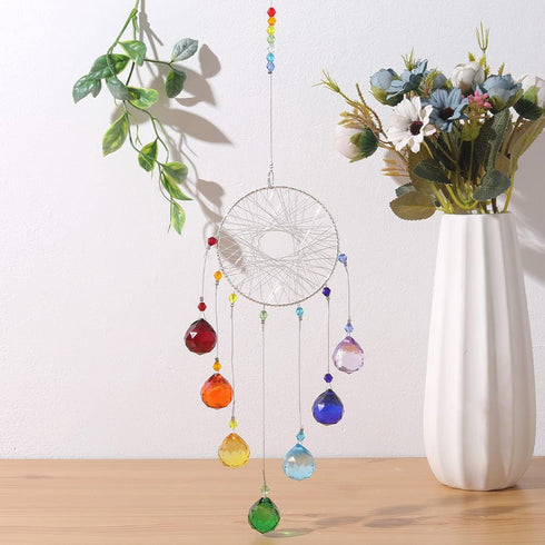 Colorful Crystals Sun Catcher Hanging Suncatchers Chandelier Lamps Light Pendant Prisms Hanging Ornament for Home