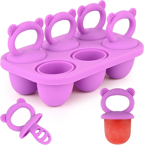 Sakolla Baby Popsicle Molds Mini 6-Cavity Silicone Ice Pop Mold with Sticks