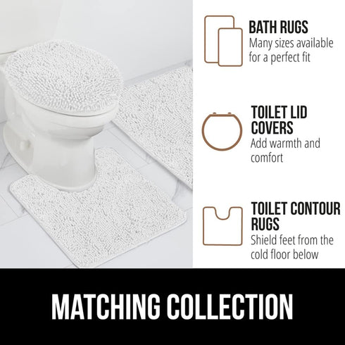 Gorilla Grip Bathroom Rug Sets - Soft Chenille 2 Piece Area Rugs, 30"x20" Carpet, Toilet Base Mat, White