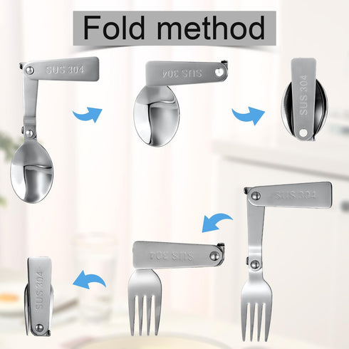 Spoon Fork for THERMOS FUNTAINER Food Jar, Multifunctional Folding Tableware for Travel
