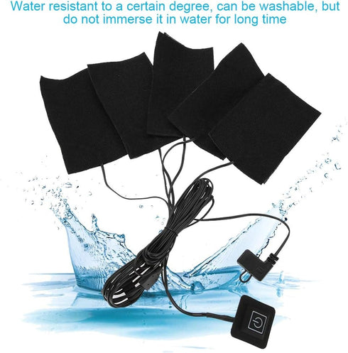 USB Heating Pad for Coat, Electric Cloth Heater Pad with Five Heating Element Pads, Adjustable Temperature Warmer