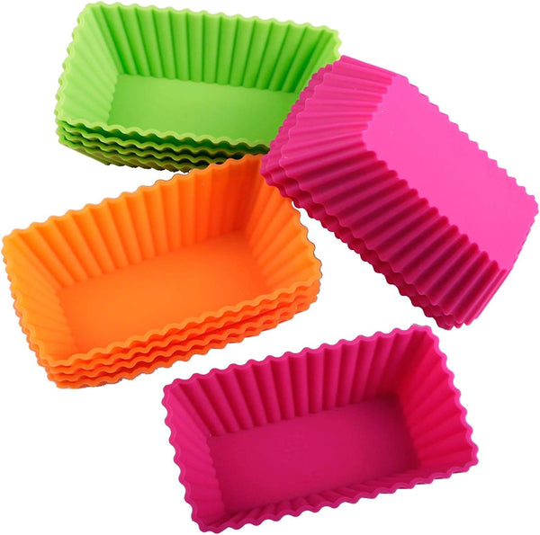 Webake Jumbo Cupcake Liners - Rectangular 4.3 Inch Silicone Baking Cups, Reusable Muffin Cups (Pack of 12)