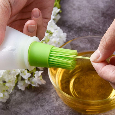 AKOAK 1 Pack Environmentally Friendly Silicone Flat-Bottomed Barbecue Oil Bottle Brush for Kitchen Baking and Cooking