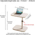 360 Pedestal Adjustable C Shaped End Tables for Small Spaces Side TableDesktop can Turn and The Height of The Sofa Side