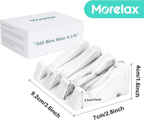 Morelax 2 (2Pack-White 3.62 2.76 1.57 inches (R-202101) Pcs Soap Bar Holder for Bathroom/Kitchen Sink, Marble Soap Dish