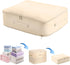 Ultra Space Saving Self Compression Organizer Bags | Heavy Duty Moving Bags for Comforters, Clothes, Blankets (Khaki, L)