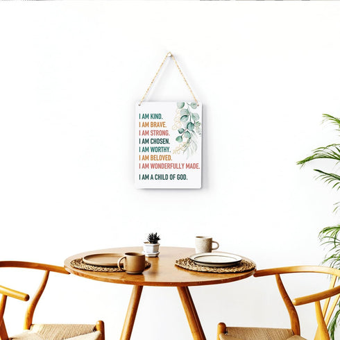 BELLOWDEER 8 10 Inches Inspirational Decor I am a Child of God Scripture Wooden Hanging Sign Christian Gift for Baby