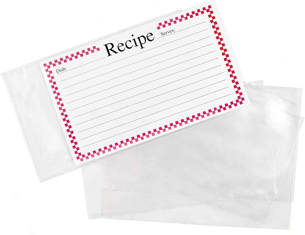 Clear Vinyl Recipe Protectors, 4 x 6 Inch, Set of 48 Sheets Recipe Refill Pages Card Covers (Cards Not Included)