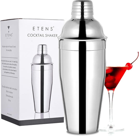Bar Cocktail Shaker - 24 oz Stainless Steel Martini Shaker Drink Mixer with Built-In Strainer for Bartending