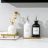 BONLONG 11.8OZ Set 2Black/White Mouthwash Dispenser for Bathroom with Bamboo & Stainless Steel Pour Spout, Mouthwash