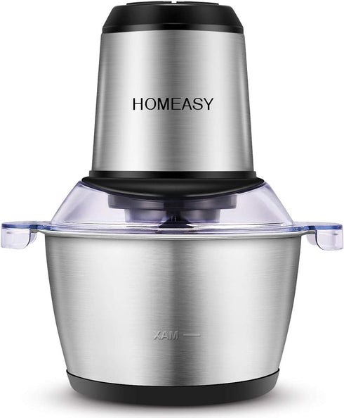 Electric Meat Grinder, 2L Stainless Steel Food Processor, 350W Meat Blender, 4 Sharp Blades, 8 Cups for Vegetables
