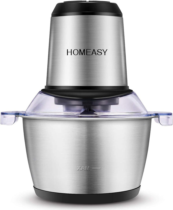 Electric Meat Grinder, 2L Stainless Steel Food Processor, 350W Meat Blender, 4 Sharp Blades, 8 Cups for Vegetables