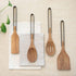 Wooden Utensils for Cooking - Acacia Wood, Modern Design, Scratch-Resistant Stainless-Steel Handles