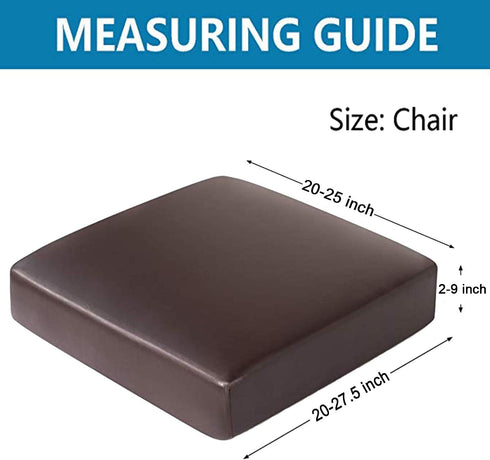 Faux Leather Waterproof Couch Cushion Covers, Elastic Sofa Slipcovers for Living Room, Chocolate (Chair Cushion)