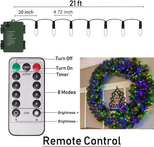 2 Pack 20ft 50 Solhice Battery Operated String Lights with Remote Outdoor Indoor, Each LEDs Mini Fairy Light