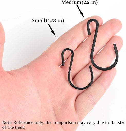 S Hooks for Hanging Plants and Clothes - Heavy Duty Black S Shaped Metal Hooks, 50 Pack