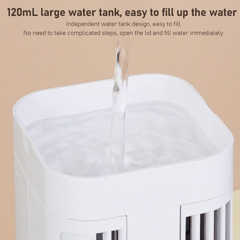 Portable Air Conditioner with 3 Speed Dual Fans, Evaporative Air Cooler for Room Bedroom, 120mL Water