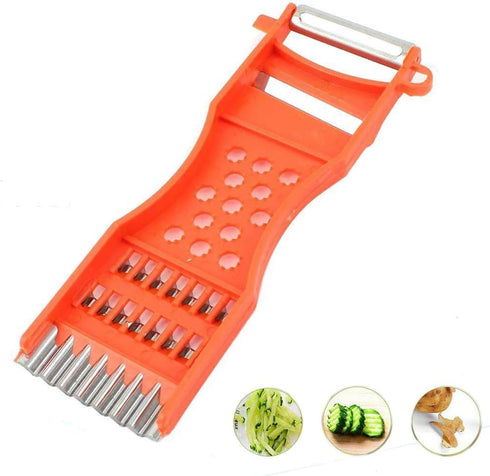 Saim 7 in 1 Multifunction Vegetable Peeler & Metal Scraper, Orange, 2 Pcs, Fruit Grater Slicer Kitchen Tool