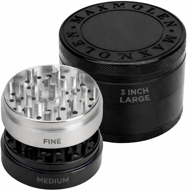 GRAVEND 3" Inch Large Spice & Seasoning Grinder, Dual Grind Plate for Fine