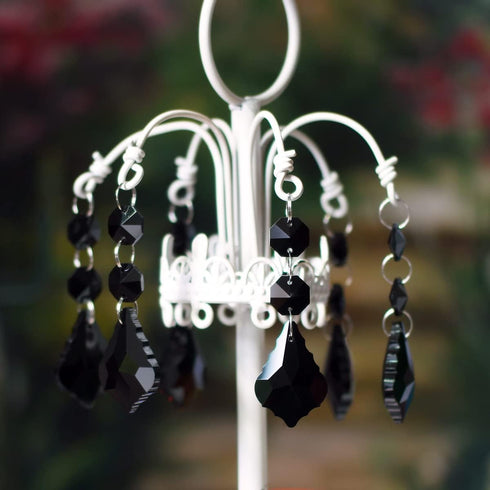 20pcs 38mm Crystal Maple Leaf Chandelier Prisms Replacement Pendant Connected Glass Octagon Beads Chain for Wedding