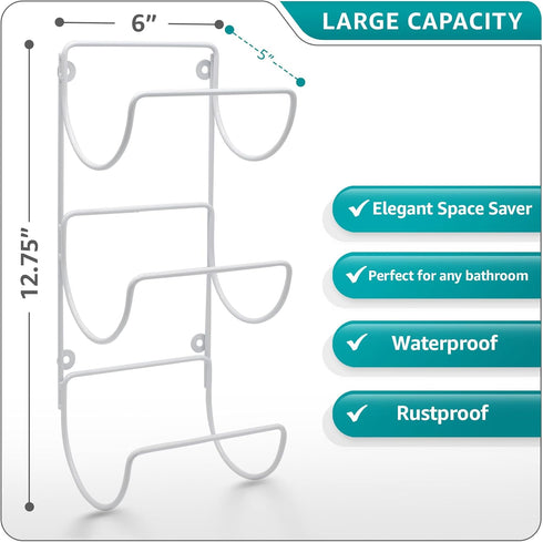 6 Sorbus Towel Holder for Bathroom Wall - Level Wall Mounted Towel Rack Shelves for Rolled Bath Towels, Washcloths