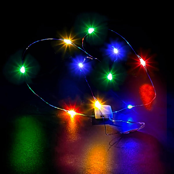 ZPH 4Pack Bright Colored Fairy Lights,Battery Powered Waterproof String Lights 3.3ft 10LEDs,Silver