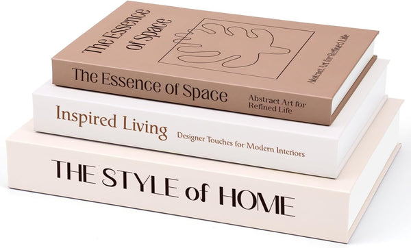 XKDOUS Set of 3 Aesthetic Decorative Books for Home Decor Coffee Table