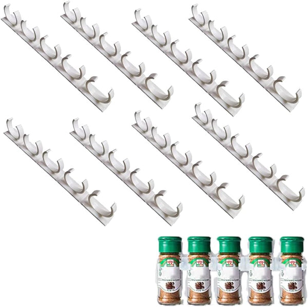 40 Spice Gripper Clips, 8 Strips for Holding 40 Plastic Heavy Jars Bottles in Cabinet Door