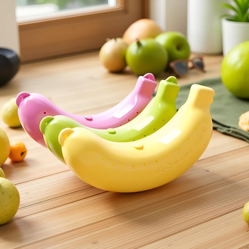 Junfamilee 3Pcs Banana Storage BPA-Free Outdoor Travel Case,Keep Fresh Banana Keeper and Protector, Cute Banana Carrier
