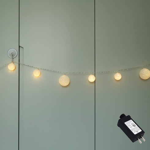 myCozyLite 20 Connectable,10ft LED Globe String Lights Plug in Blinking Lights Warm White Lights Balls with Timer