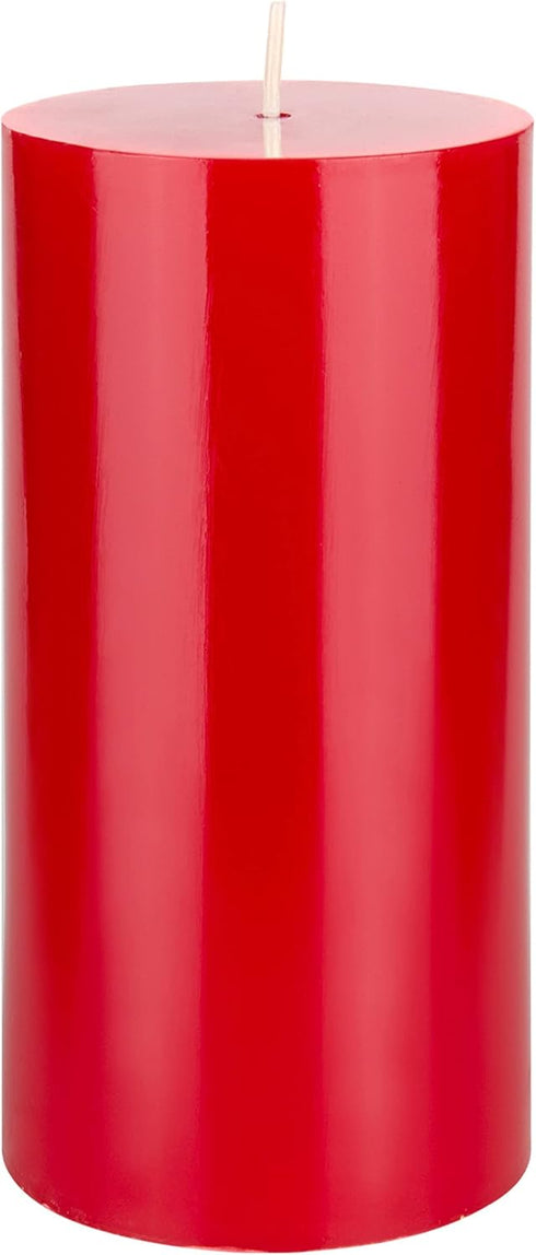 Mega Candles Unscented Solid Red Pillar Candle - 3 Inch x 6 Inch - Hand Poured Premium Wax