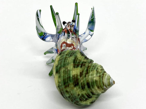 22k Seashell Hermit Crab Miniature Figurines Animals Hand Painted Blown Glass Art with Gold Trim Collectible Gift