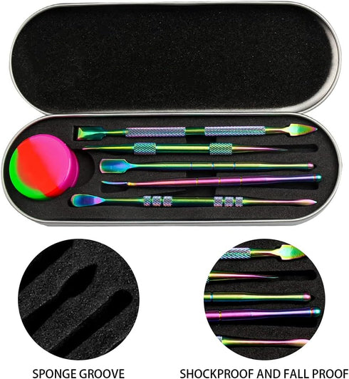 6 Pcs Wax Carving Tools Set, Stainless Steel Double-Headed Modeling Tools with Portable Metal Case, Rainbow Color