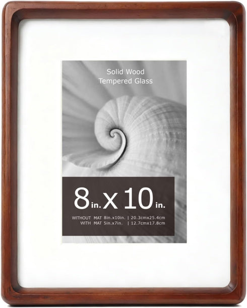 8x10 5x7, 1 Pack Oak Wood Photo Frame Matted to Solid Wood Photo Frame with Glass, Tabletop & Wall Mount