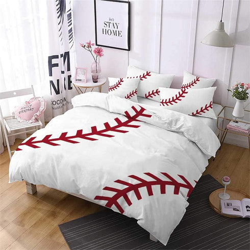 LanS Precise Baseball Sport Series Duvet Cover Bedding Set, 3/4 Piece Set (Duvet Cover + 2 Pillowcases + Sheets)