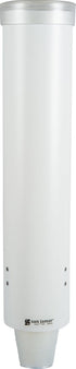 San Jamar Medium Cup Dispenser for 4-10 Oz. Cups, White Plastic, 16 Inches, Flip Cap for Restaurants