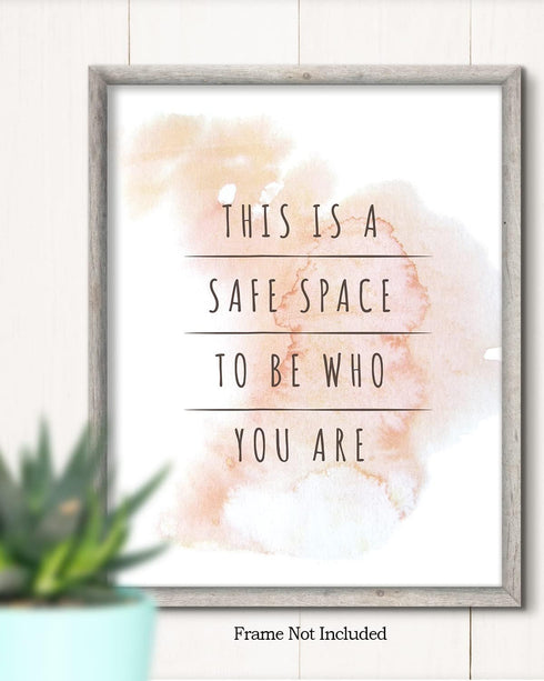 Govivo Therapist Office Decor, This Is A Safe Space Wall Art for School Counselor, 11x14 Unframed Print