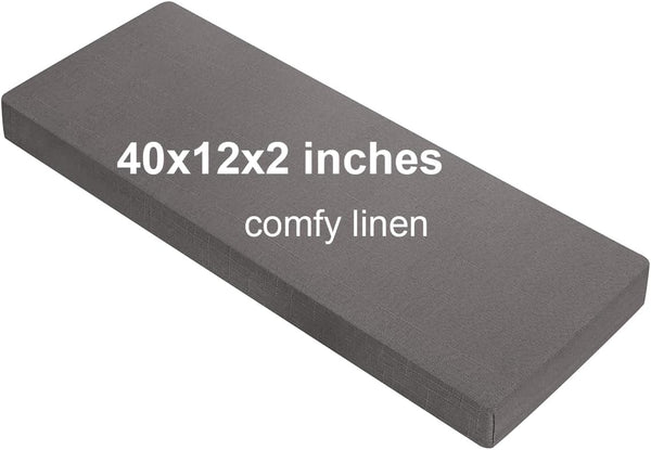 Navenwelle 40x12x2 Linen Bench Cushion, Strengthen Breathable Indoor Seat Cushions, High-Density Bench Pad