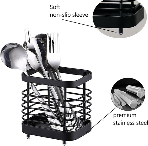 Black Wire Utensil Holder for Kitchen Counter, Tool Utensil Holder for Cooking Spatula Spoon
