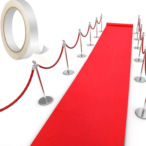 Shappy Red Carpet Runner Rug with 1 Piece Carpet Tape for Wedding, Christmas, Thanksgiving, 2.6 x 16.4 Feet