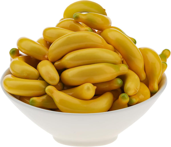 Gresorth 25pcs Lifelike Mini Banana Artificial Simulation Decoration Fake Realistic Fruit Imitation