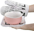 Set of Oven Mitt and Pot Holder, Live Laugh Love Quote, Heat Resistant Non-Slip Surface for Kitchen