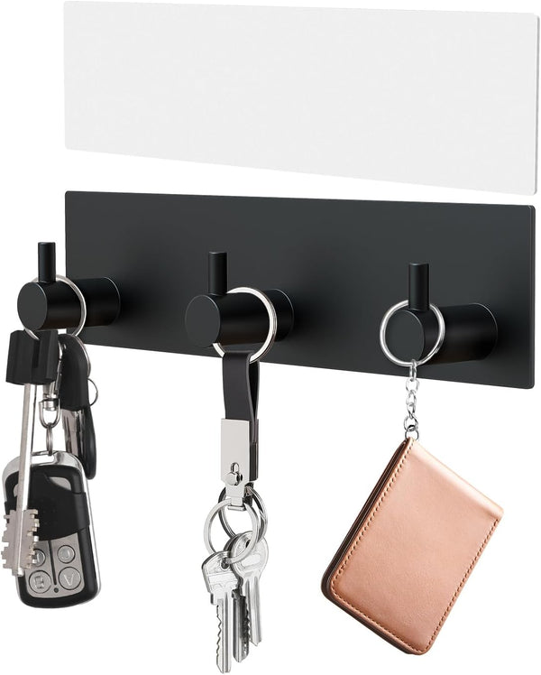 VIS'V Key Holder Wall Mount, Small Self Adhesive Key Hanger with 3 Key Hooks