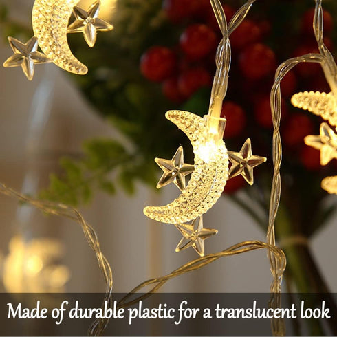 Fielegen 40 LED Moon String Lights - Battery Operated 20ft Mini Star Fairy Lights for Garden, Wedding, Party Decorations