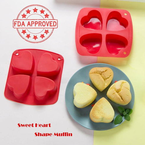 Webake Silicone Heart Mold, Heart Shaped Small Cake Pans for Baking, Jelly, Pudding, Jello, Soap, 2 Pack