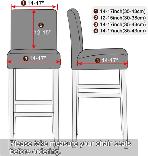 Lellen 4 Pack Stretch Chair Slipcover - Grey Floral Pattern, Waterproof, Ultra Thin for Short Swivel Dining Chairs