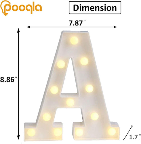 Pooqla LED Marquee Letter Lights Sign, Light Up Alphabet Letter A for Home Party Wedding Decoration